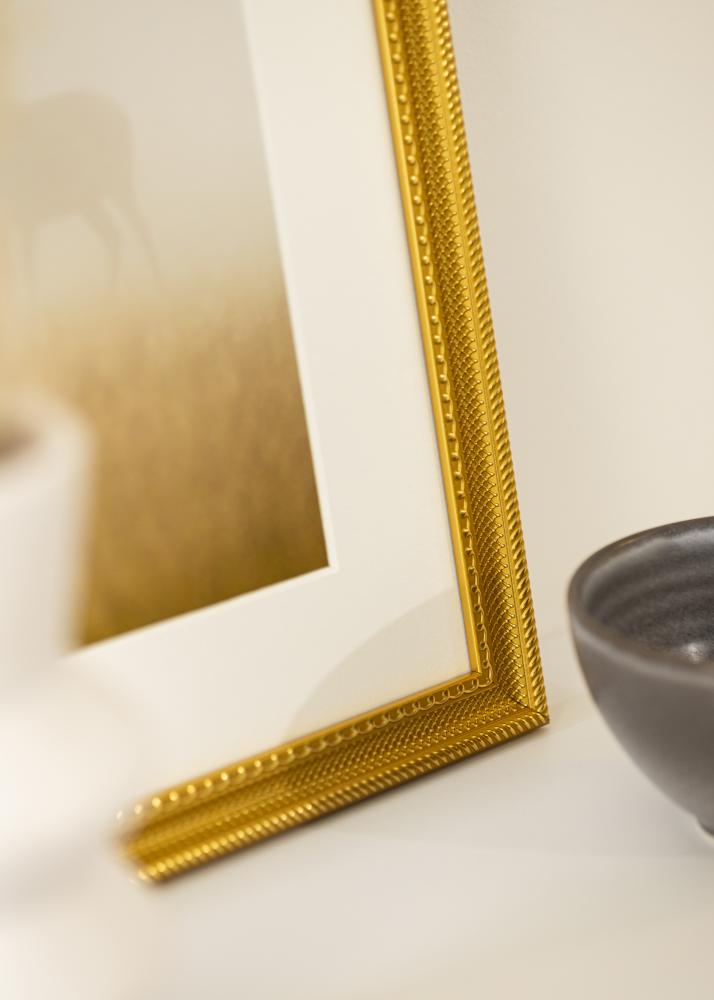 Moldura Lattice Ouro 50x70 cm - passe-partout Branco 16x24 inches