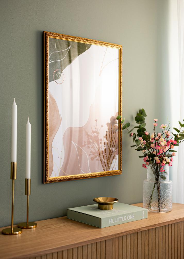 Moldura Swirl Ouro 30x40 cm - passe-partout Branco 21x29,7 cm