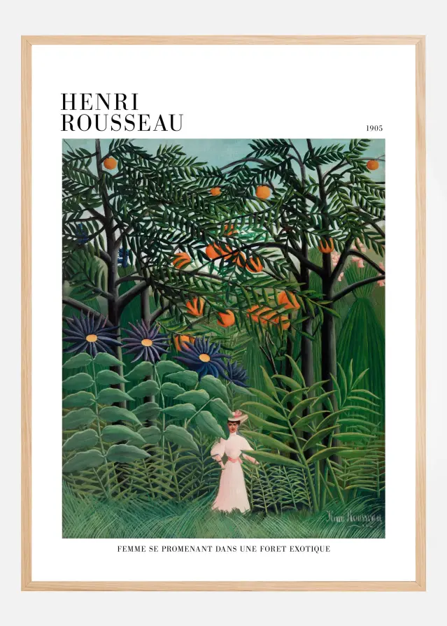 Femme Se Promenant Dans Une Foret Exotique Póster