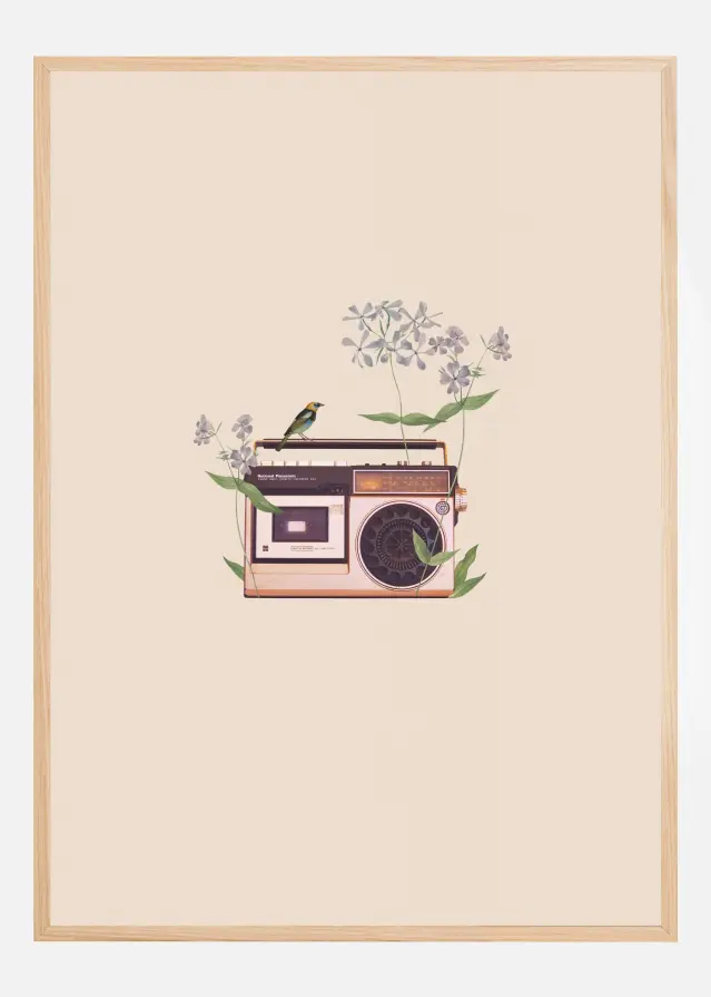 Floral vintage radio Póster