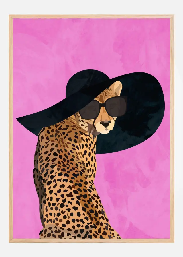 Cheetah Hat Pink Póster
