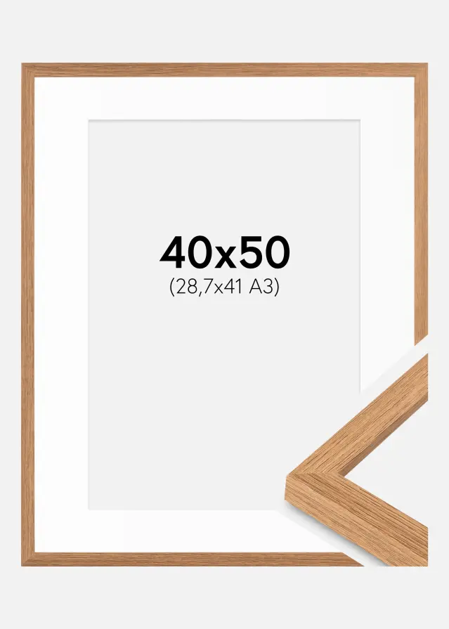Moldura Modern Teak 40x50 cm - passe-partout Branco 29,7x42 cm