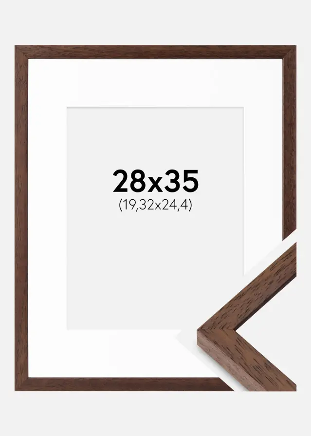 Moldura Ares Teak 28x35 cm - passe-partout Branco 8x10 inches