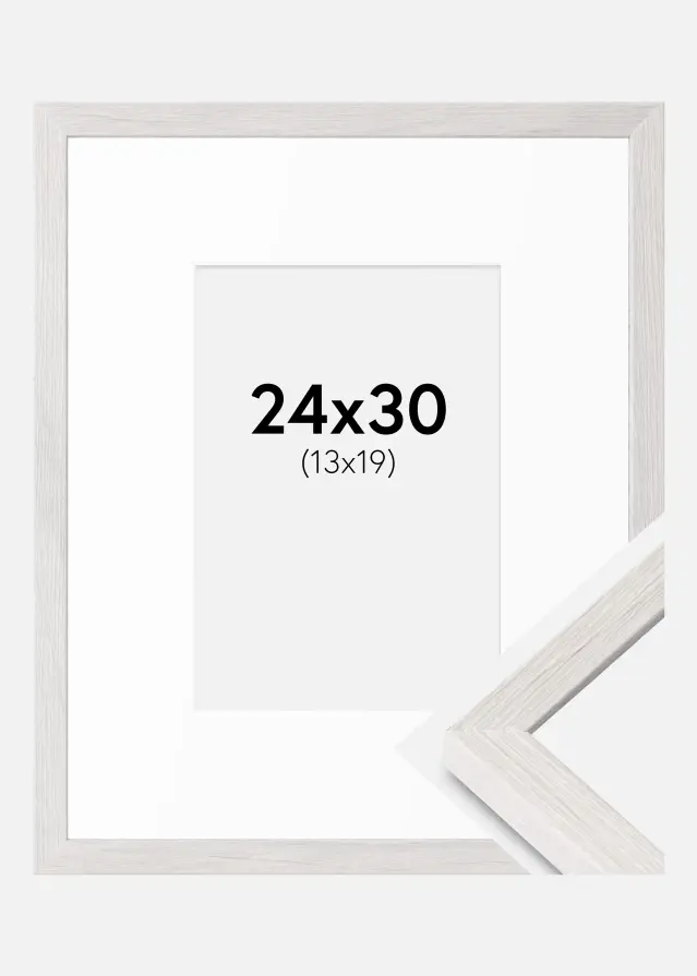 Moldura Ares Branco Carvalho 24x30 cm - passe-partout Branco 14x20 cm