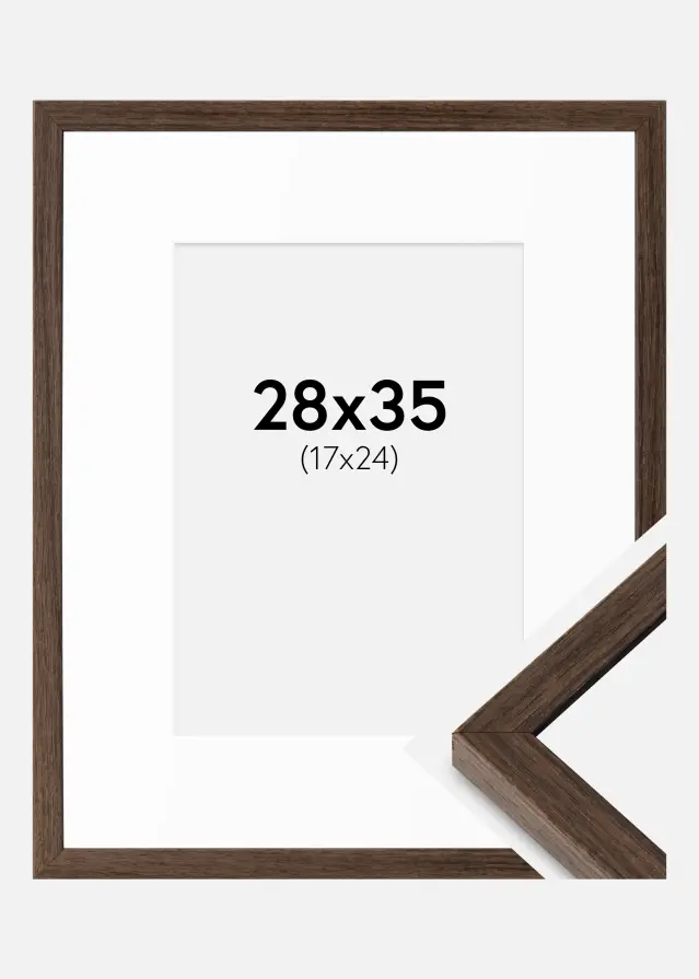 Moldura Ares Noz 28x35 cm - passe-partout Branco 18x25 cm