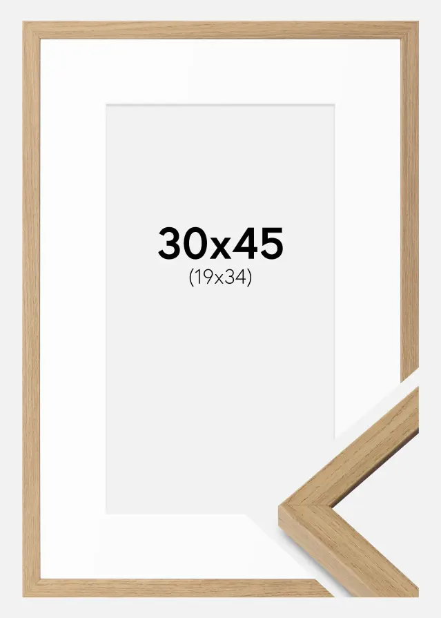 Moldura Ares Natural Carvalho 30x45 cm - passe-partout Branco 20x35 cm
