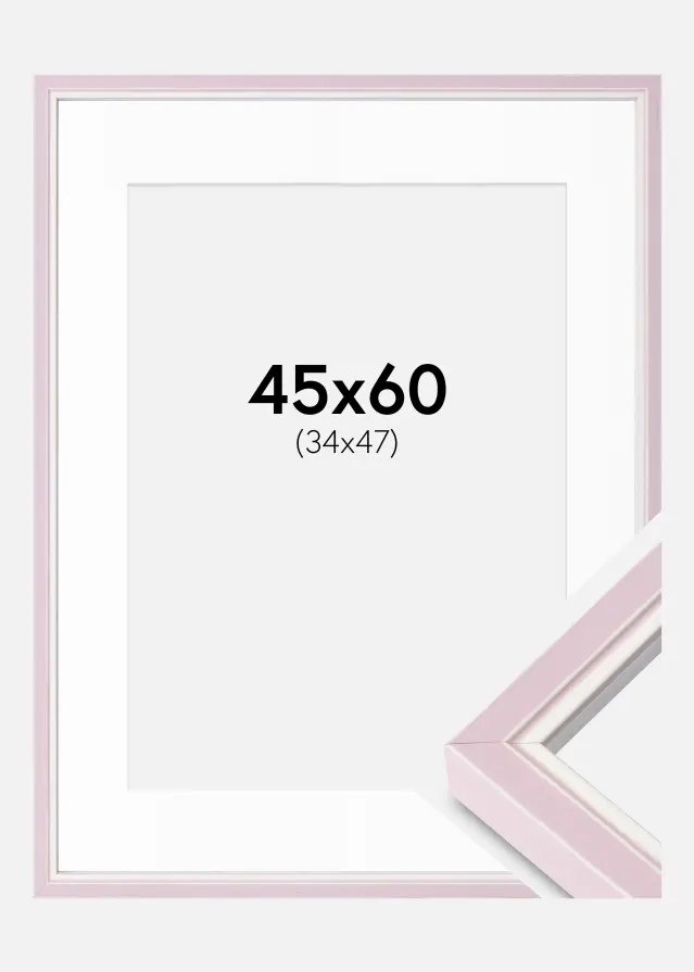 Moldura Diana Rosa 45x60 cm - passe-partout Branco 35x48 cm
