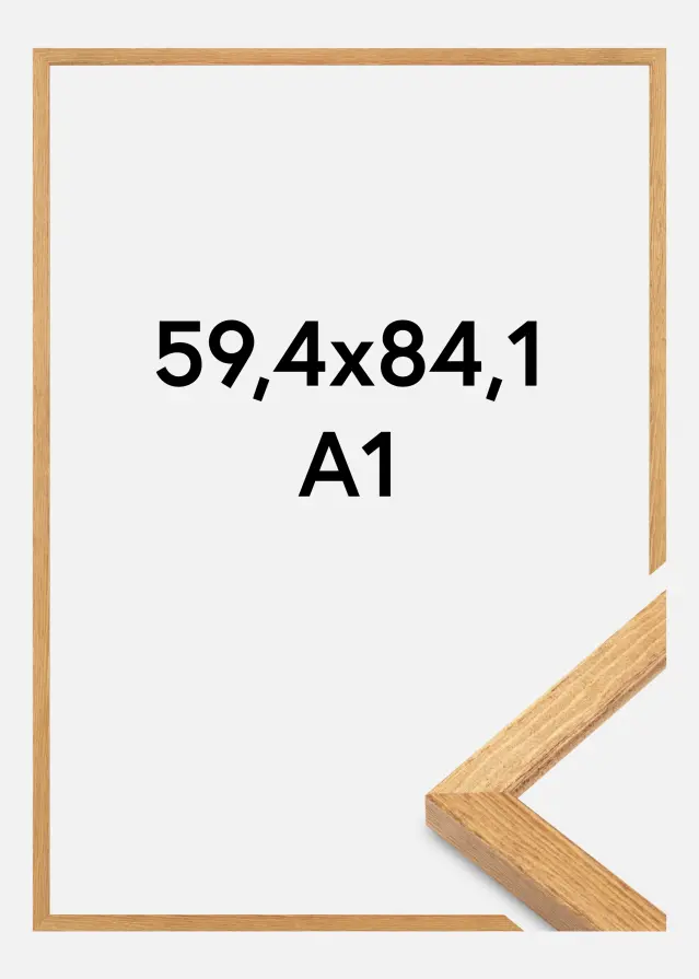 Moldura Tulipa Vidro acrílico Carvalho maciço 59,4x84,1 cm (A1)