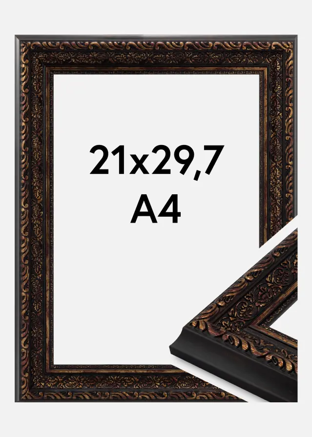 Moldura Ornato Vidro acrílico Vintage Gold 21x29.7 cm (A4)