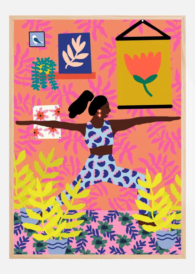 Yoga Warrior Position Póster