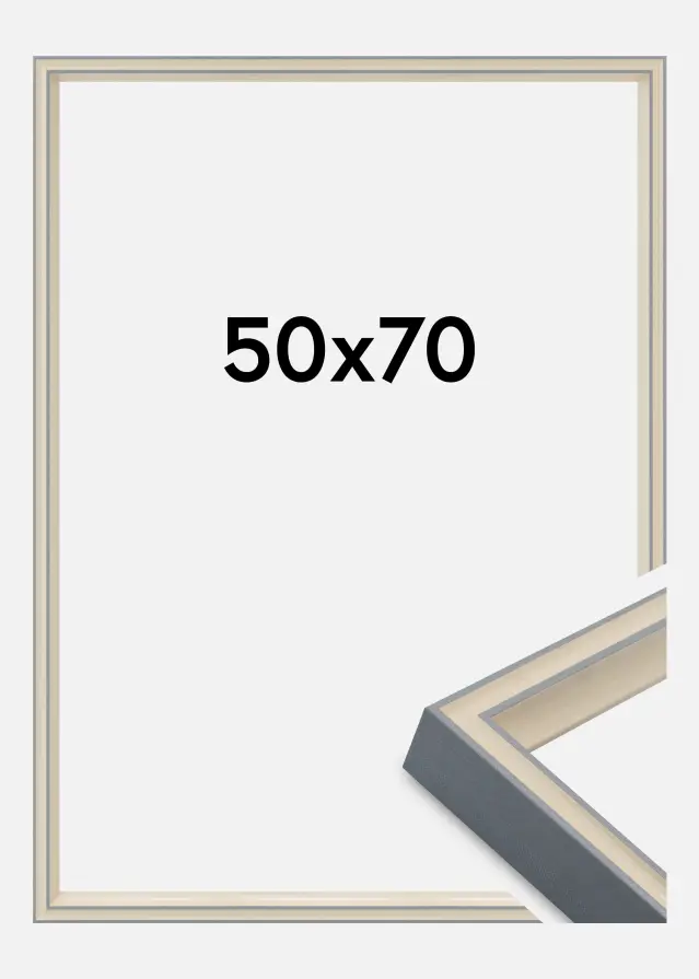 Moldura Riga Vidro acrílico Cinzenta 50x70 cm