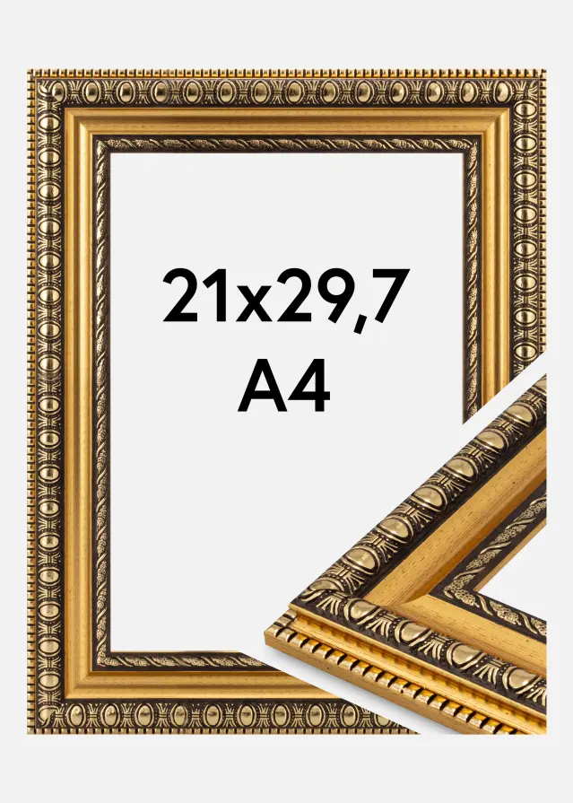 Moldura Ornato Vidro acrílico Ouro 21x29,7 cm (A4)