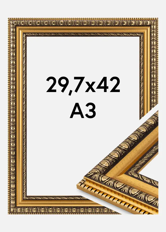 Moldura Ornato Vidro acrílico Ouro 29,7x42 cm (A3)