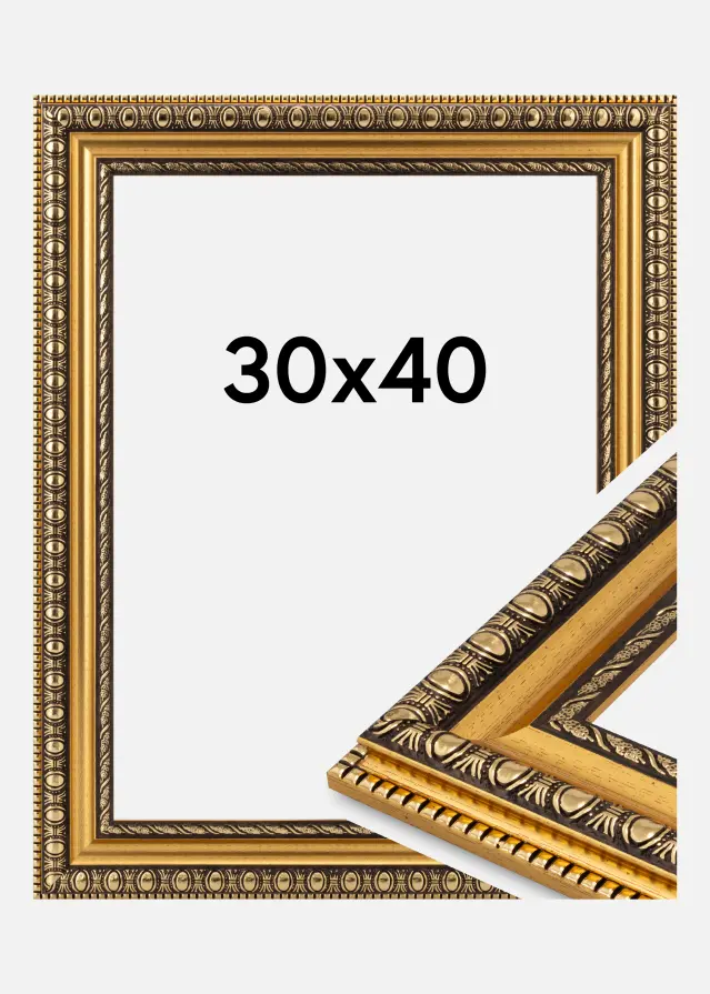 Moldura Ornato Vidro acrílico Ouro 30x40 cm