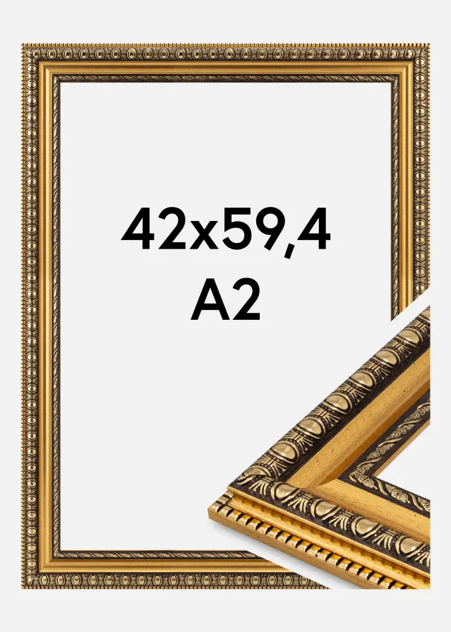 Moldura Ornato Vidro acrílico Ouro 42x59,4 cm (A2)