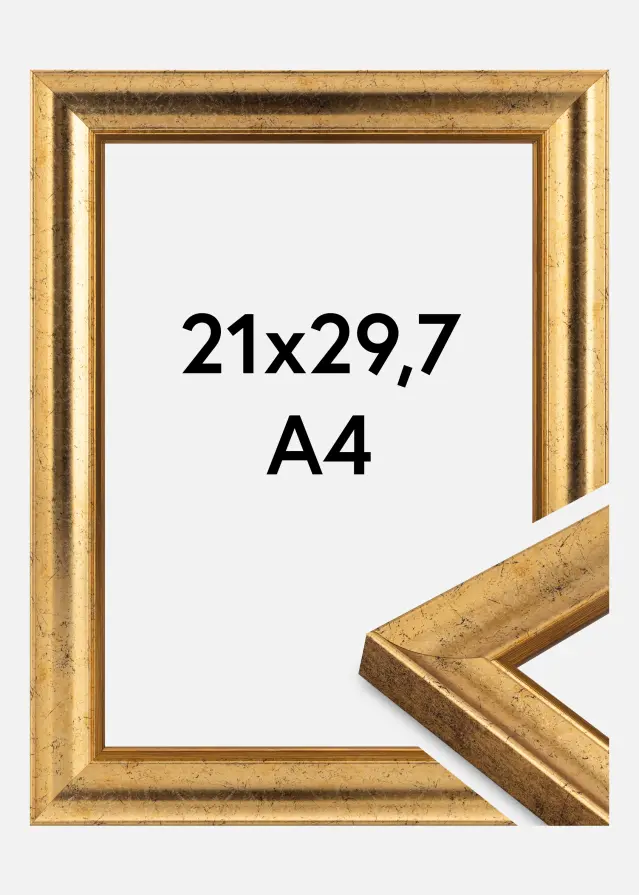 Moldura Conca Vidro acrílico Ouro 21x29,7 cm (A4)