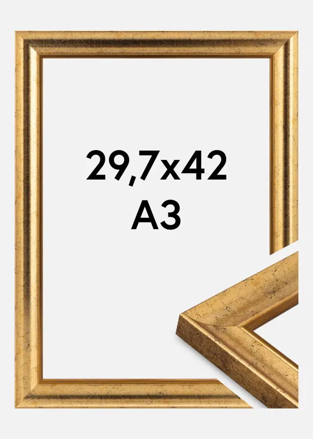 Moldura Conca Vidro acrílico Ouro 29,7x42 cm (A3)