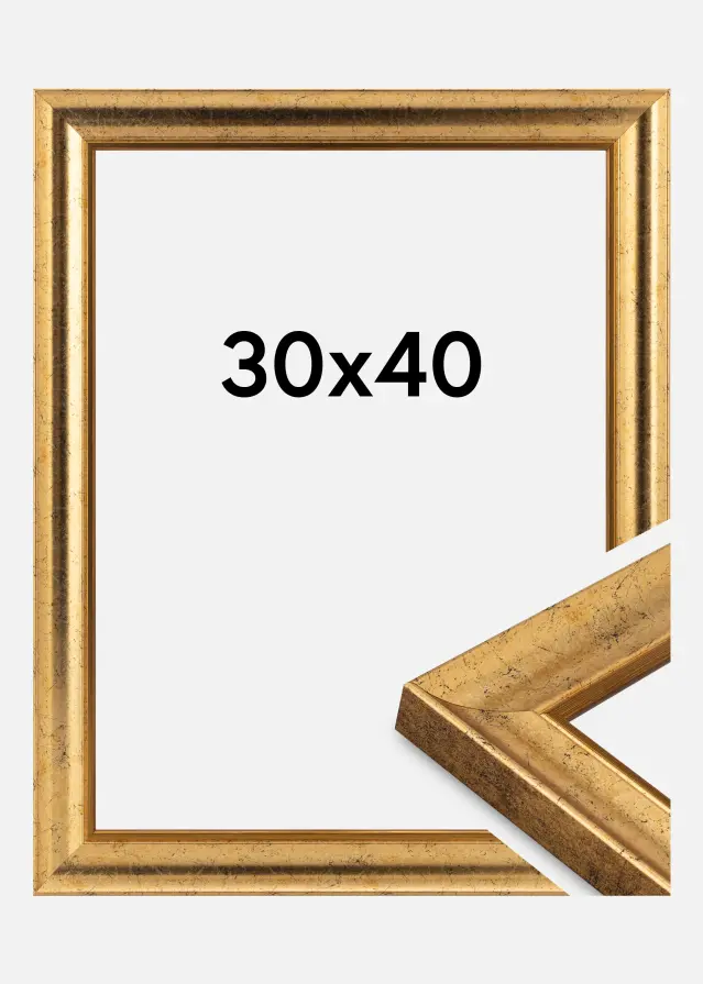 Moldura Conca Vidro acrílico Ouro 30x40 cm