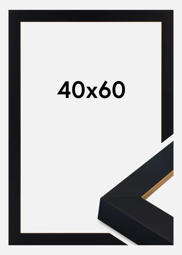 Moldura Sussex Vidro acrílico Preto/Ouro 40x60 cm