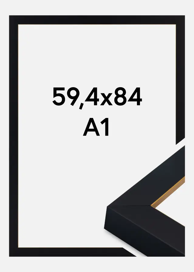 Moldura Sussex Vidro acrílico Preto/Ouro 59,4x84,1 cm (A1)