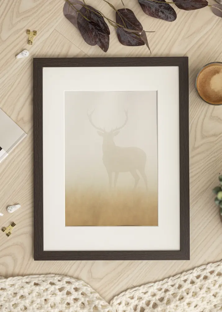 Moldura Stilren Wenge 40x50 cm - passe-partout Branco 29,7x42 cm