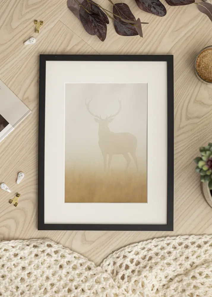Moldura Trendy Preto 40x55 cm - passe-partout Branco 29x45 cm