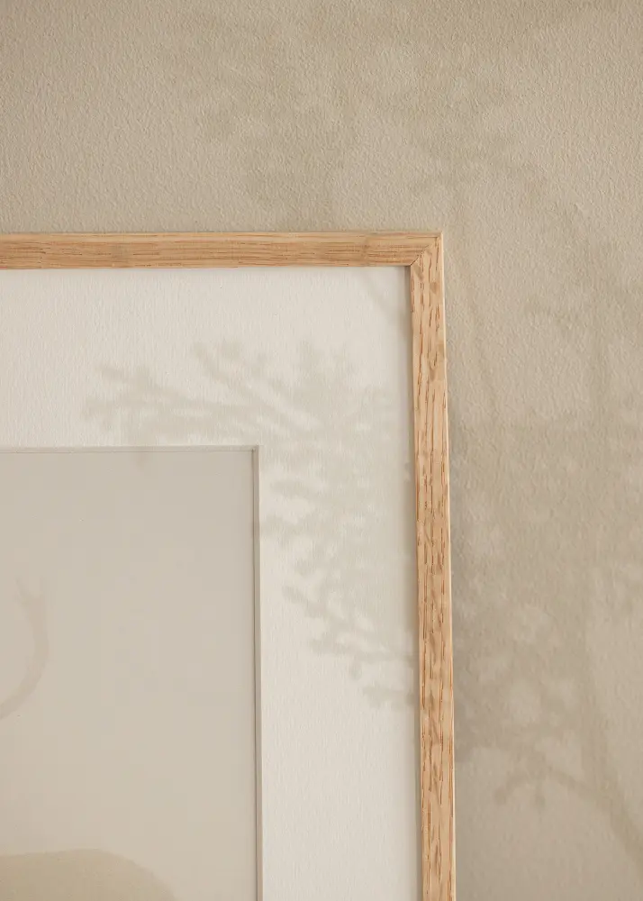 Moldura Afinar Carvalho 25x25 cm - passe-partout Branco 14x14 cm