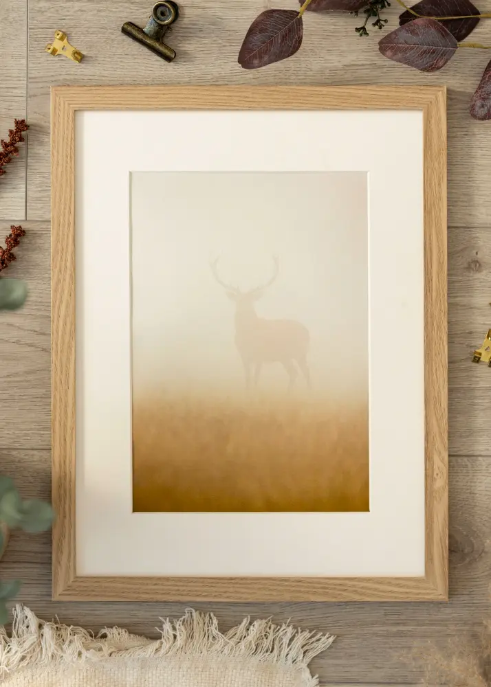 Moldura BGA Classic Carvalho 24x30 cm - passe-partout Branco 18x24 cm