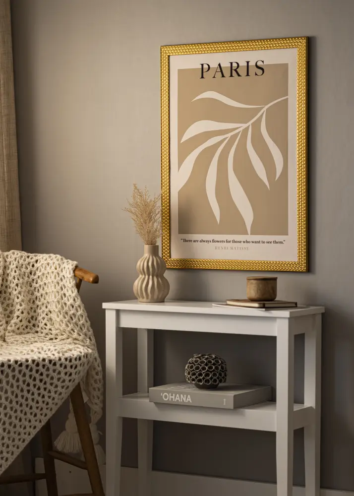 Moldura Grace Ouro 50x70 cm - passe-partout Branco 15x23 inches