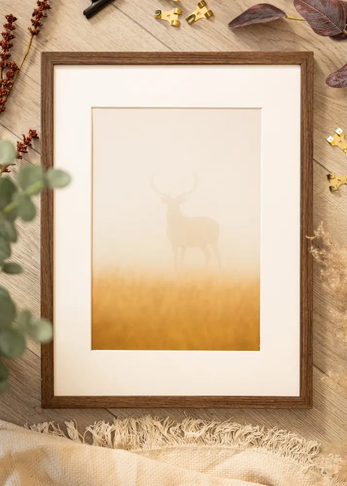 Moldura Ares Noz 40x40 cm - passe-partout Branco 28x28 cm