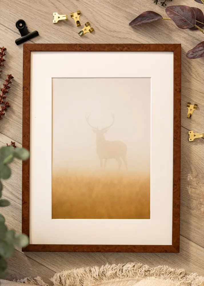 Moldura Ares Noz 40x50 cm - passe-partout Branco 30x38 cm