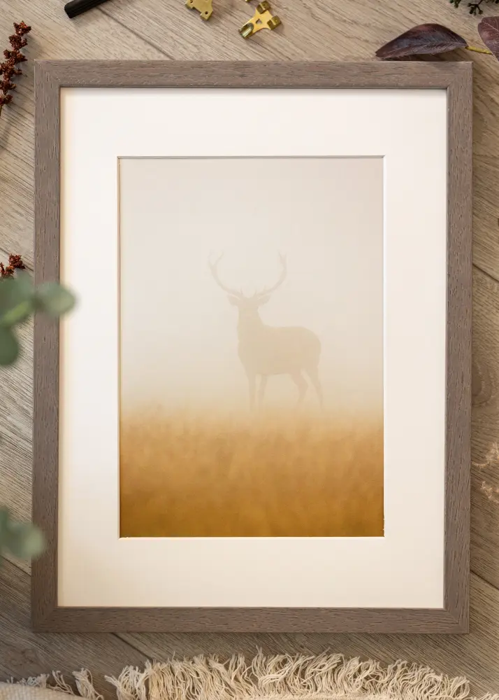 Moldura Hermes Cinza 24x30 cm - passe-partout Branco 18x24 cm