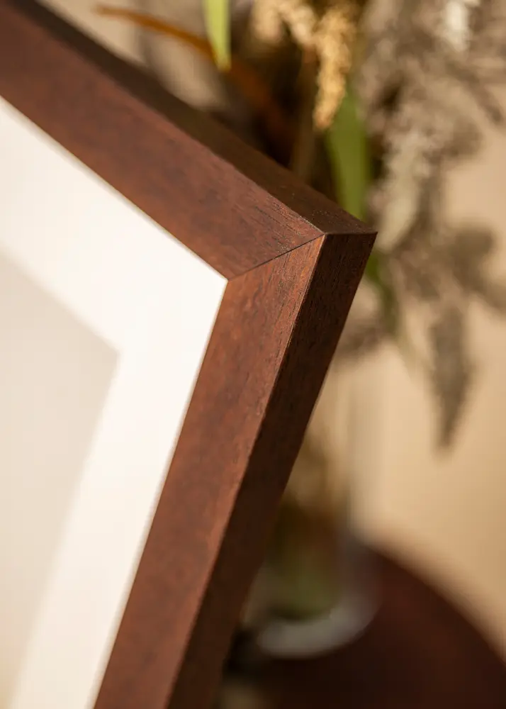 Moldura Juno Teak 30x40 cm - passe-partout Branco 21x29,7 cm