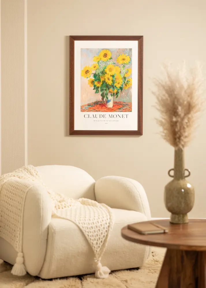 Moldura Juno Teak 30x40 cm - passe-partout Branco 21x29,7 cm