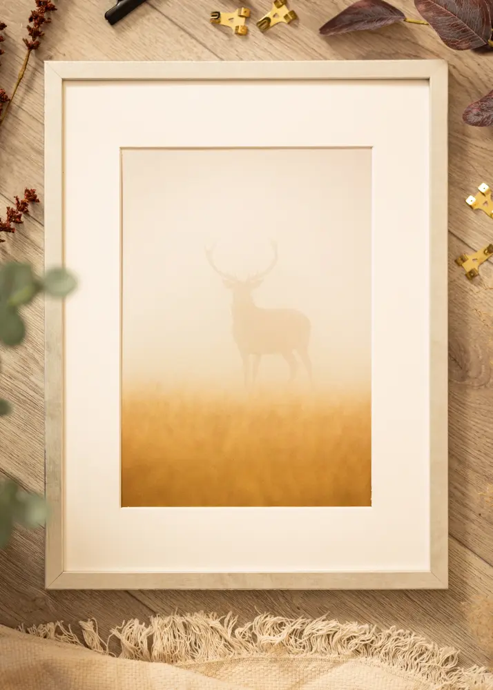 Moldura Ares Prata 30x45 cm - passe-partout Branco 8x14 inches