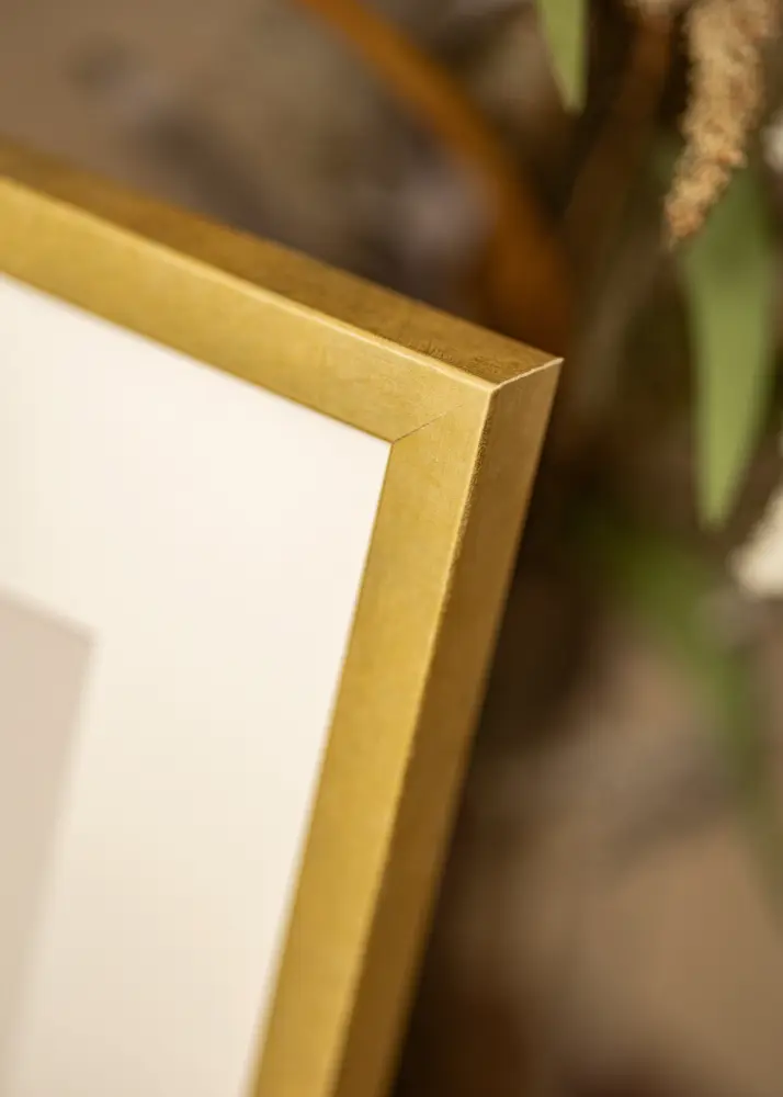 Moldura Ares Ouro 30x40 cm - passe-partout Branco 22x32 cm