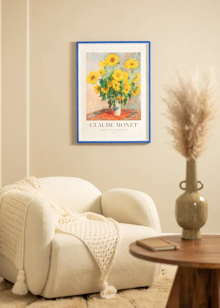 Moldura Diana Azul 30x40 cm - passe-partout Branco 21x29,7 cm