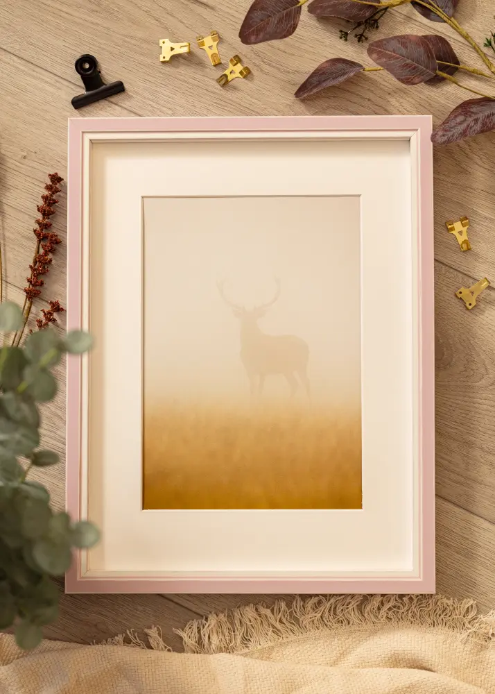 Moldura Diana Rosa 45x60 cm - passe-partout Branco 30x45 cm