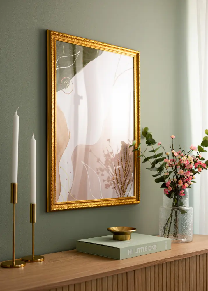 Moldura Ornate Ouro 30x40 cm - passe-partout Branco 21x29,7 cm