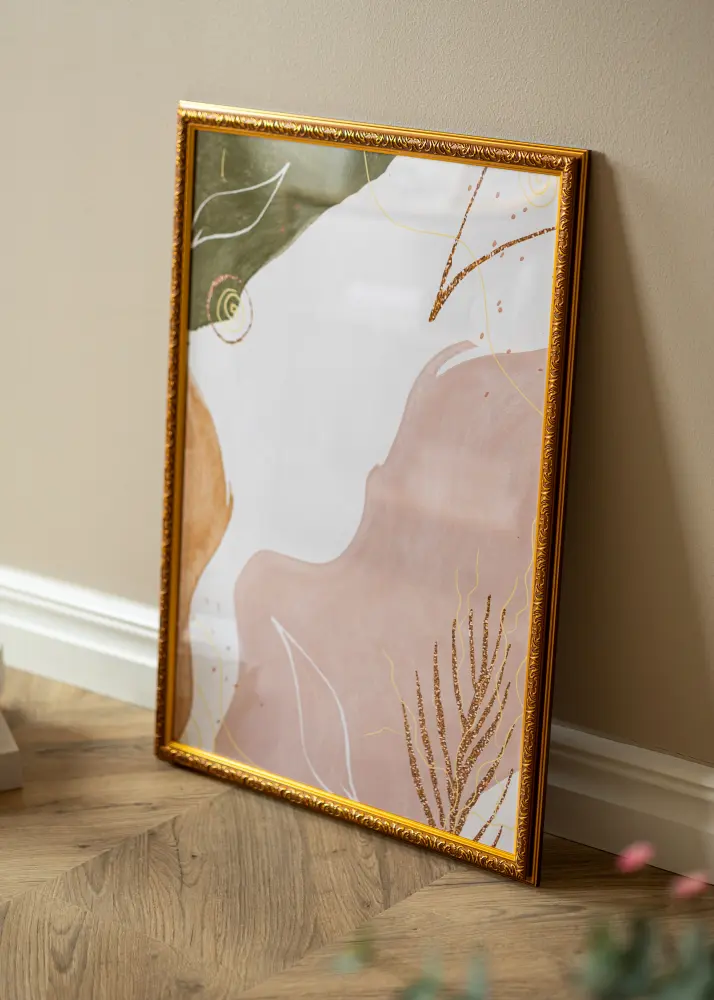 Moldura Swirl Ouro 30x40 cm - passe-partout Branco 21x29,7 cm
