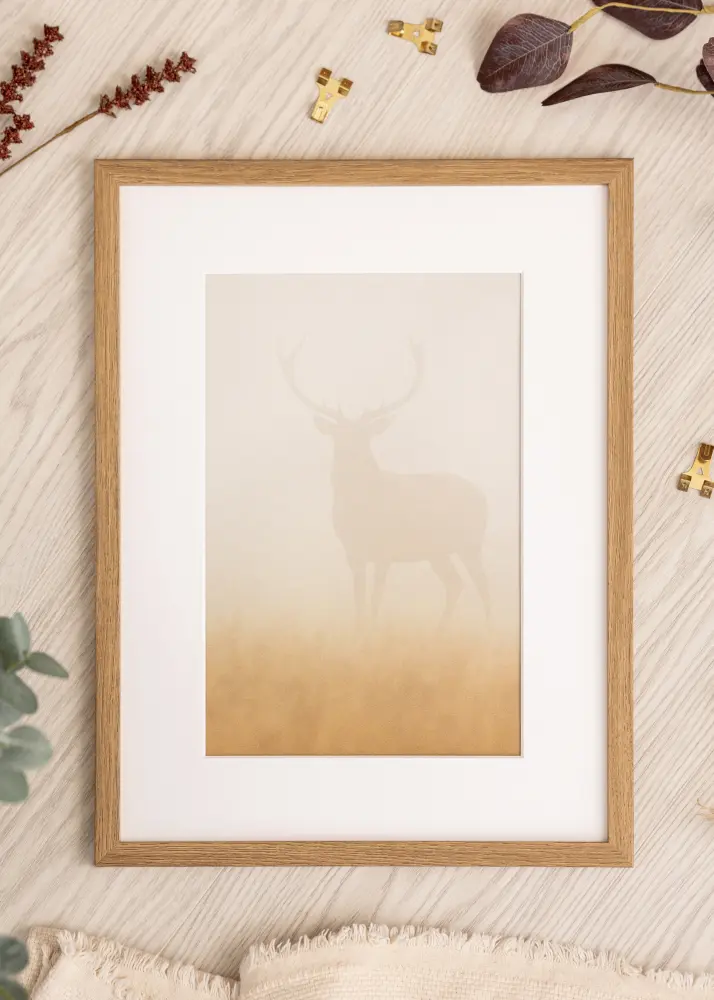 Moldura Modern Teak 30x40 cm - passe-partout Branco 21x29,7 cm