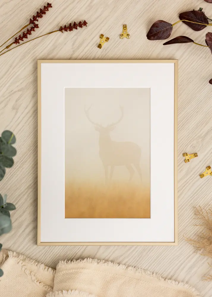 Moldura de Alumínio Latão 70x100 cm - passe-partout Branco 61x92 cm