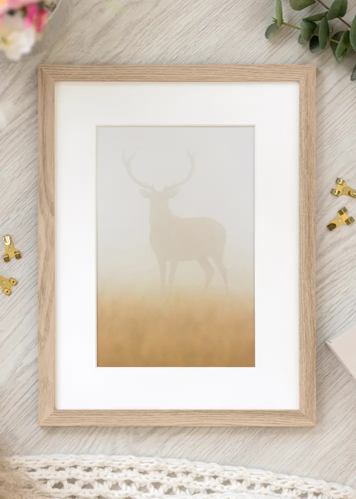 Moldura BGA Classic Carvalho 70x90 cm - passe-partout Branco 24x31 inches