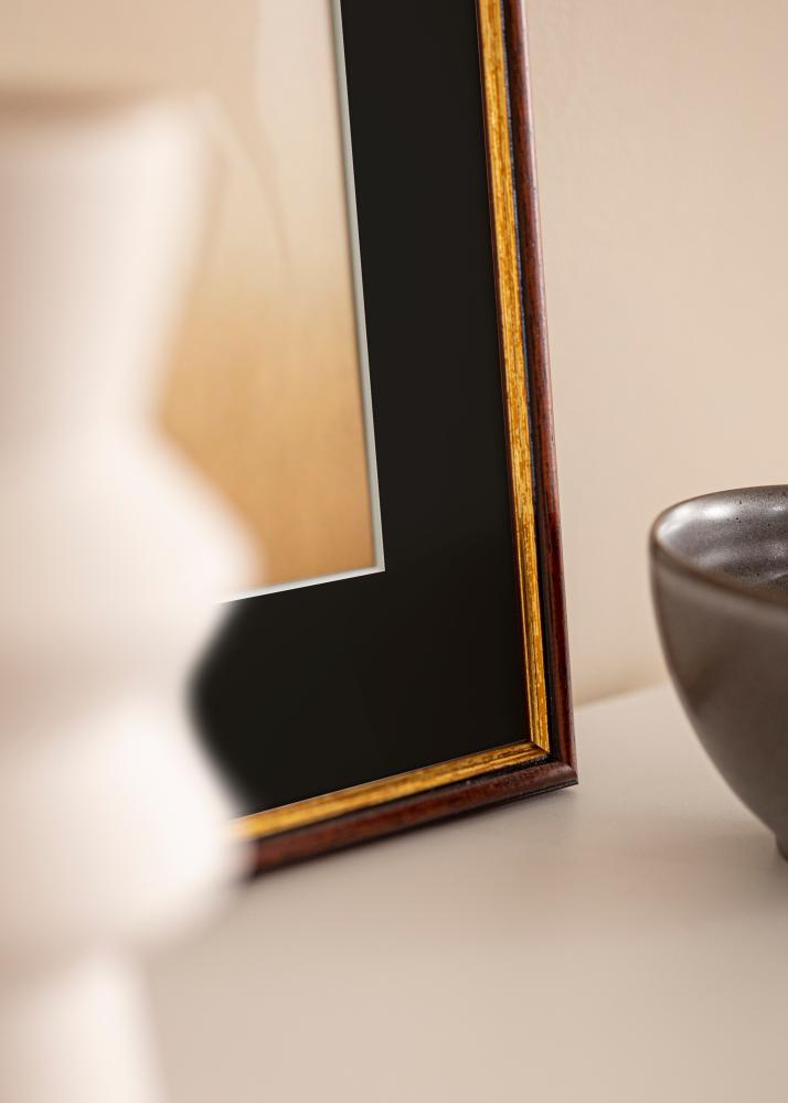 Moldura Horndal Castanho 50x60 cm - Passe-partout Preto 14x18 inches