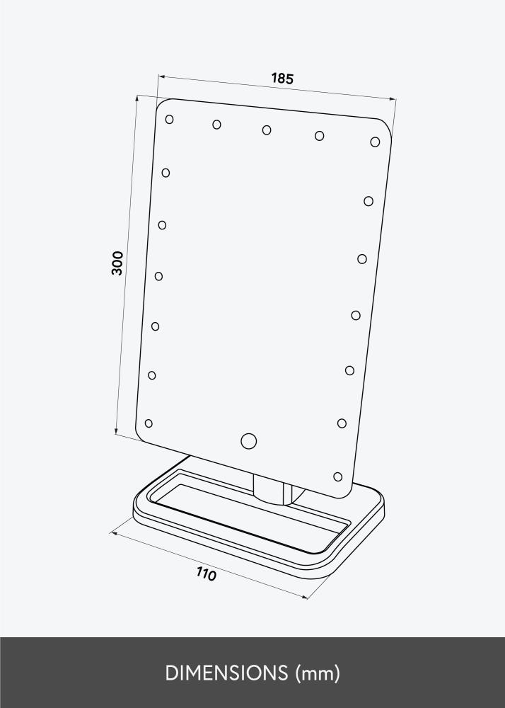 KAILA Espelho para toucador Foot Preto 18x30 cm
