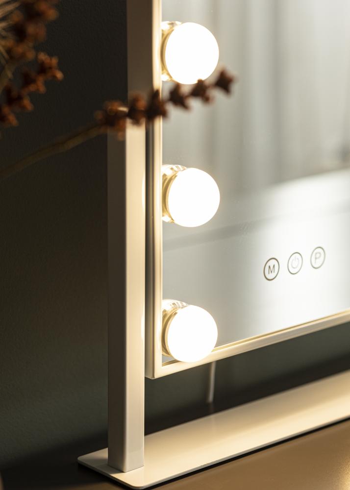 KAILA Espelho para toucador Hollywood 9 Branco 25x30 cm