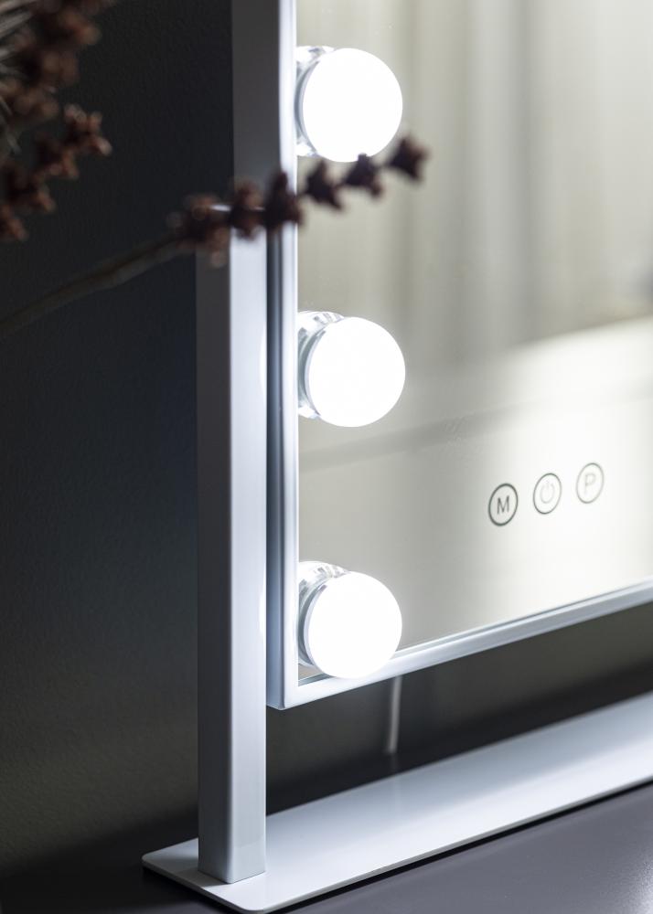 KAILA Espelho para toucador Hollywood 9 Branco 25x30 cm