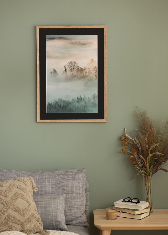 Moldura Fiorito Carvalho-claro 30x40 cm - Passe-partout Preto 21x30 cm