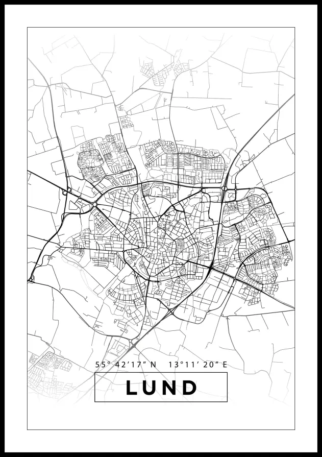 Mapa - Lund - Cartaz Branco