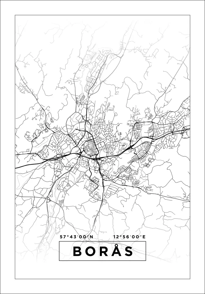 Mapa - Borås - Cartaz Branco